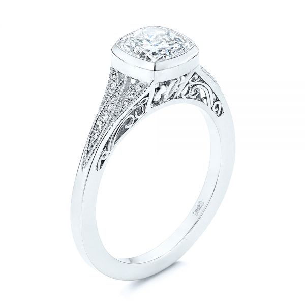 18k White Gold 18k White Gold Diamond Engagement Ring - Three-Quarter View -  106592