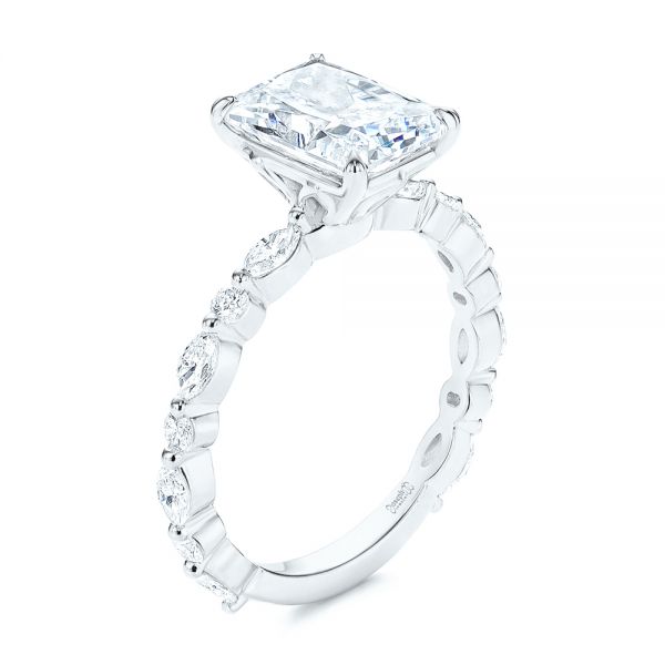 18k White Gold 18k White Gold Diamond Engagement Ring - Three-Quarter View - 106640