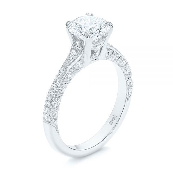 18k White Gold 18k White Gold Diamond Engagement Ring - Three-Quarter View -  106644