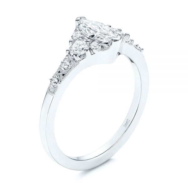 14k White Gold 14k White Gold Diamond Engagement Ring - Three-Quarter View -  106659