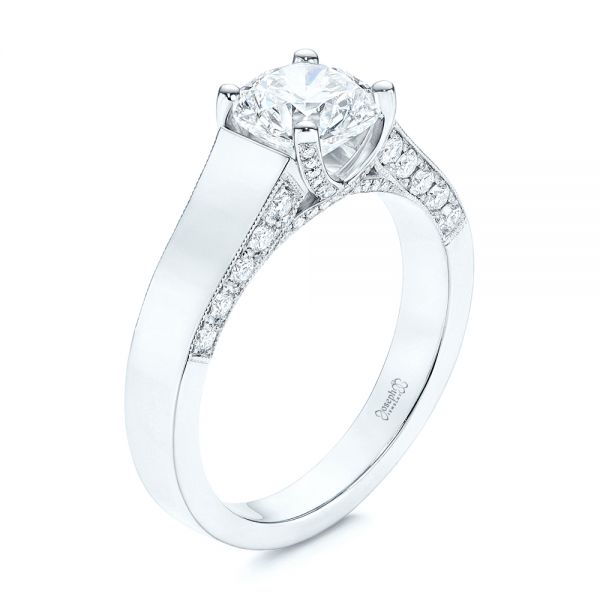 14k White Gold Diamond Engagement Ring - Three-Quarter View -  106664