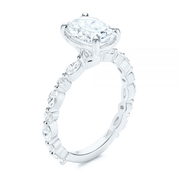 14k White Gold 14k White Gold Diamond Engagement Ring - Three-Quarter View -  106727