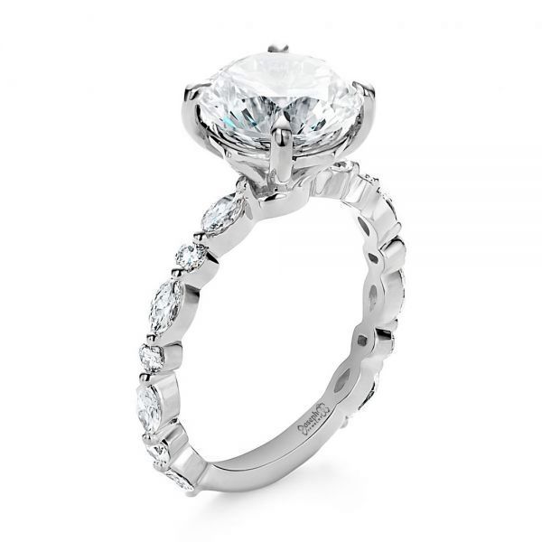 14k White Gold 14k White Gold Diamond Engagement Ring - Three-Quarter View -  106861