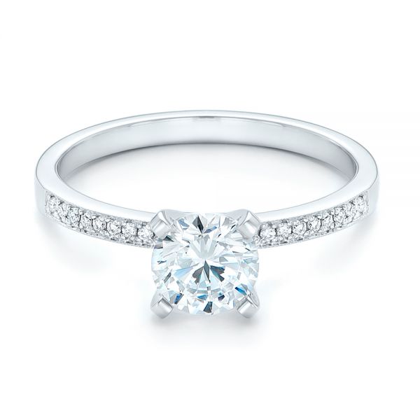 14k White Gold Diamond Engagement Ring - Flat View -  102585
