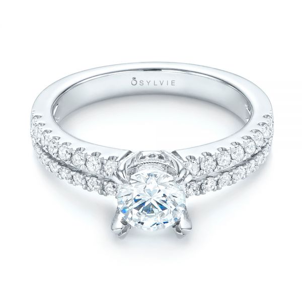 14k White Gold 14k White Gold Diamond Engagement Ring - Flat View -  103085