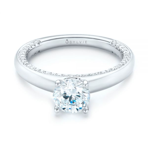 18k White Gold Diamond Engagement Ring - Flat View -  103087
