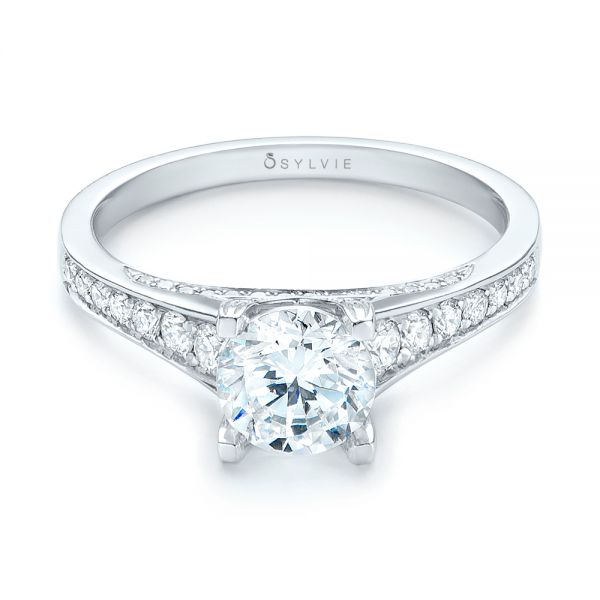 18k White Gold 18k White Gold Diamond Engagement Ring - Flat View -  103088