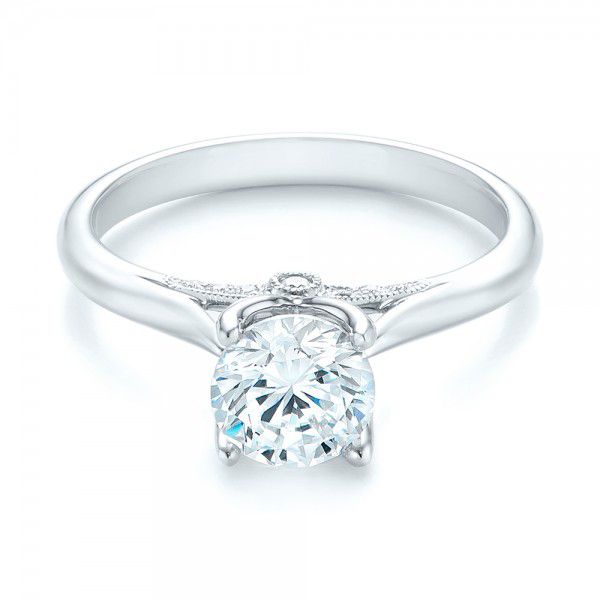 18k White Gold Diamond Engagement Ring - Flat View -  103102
