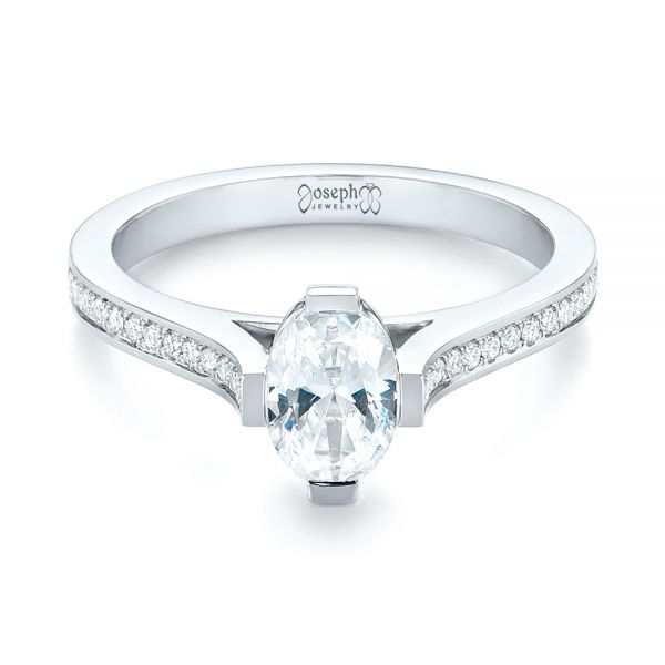 18k White Gold Diamond Engagement Ring - Flat View -  103266