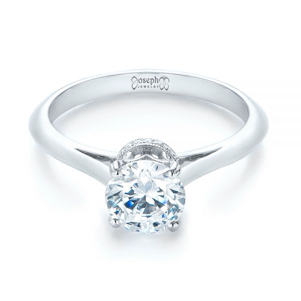 18k White Gold Diamond Engagement Ring - Flat View -  103319