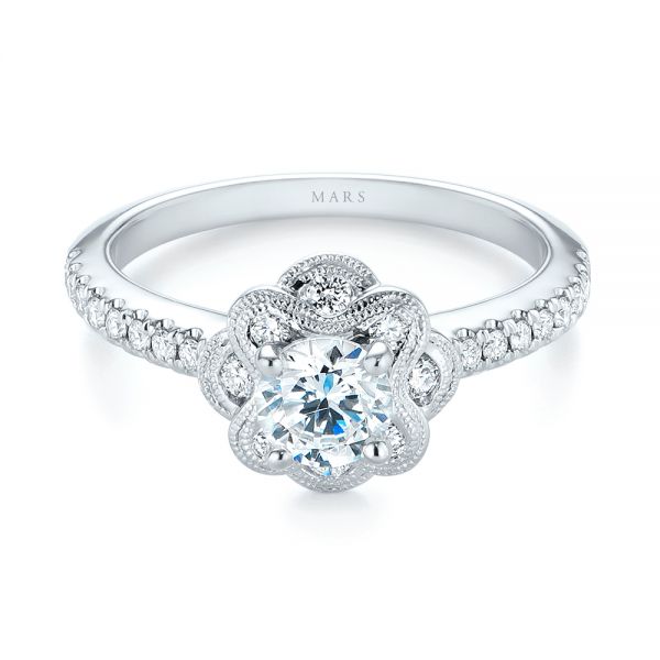 14k White Gold 14k White Gold Diamond Engagement Ring - Flat View -  103680