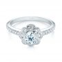 18k White Gold Diamond Engagement Ring - Flat View -  103680 - Thumbnail