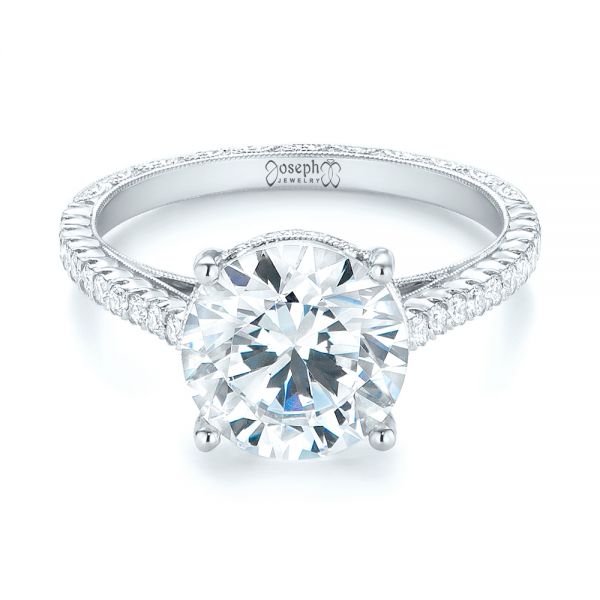 18k White Gold Diamond Engagement Ring - Flat View -  103714