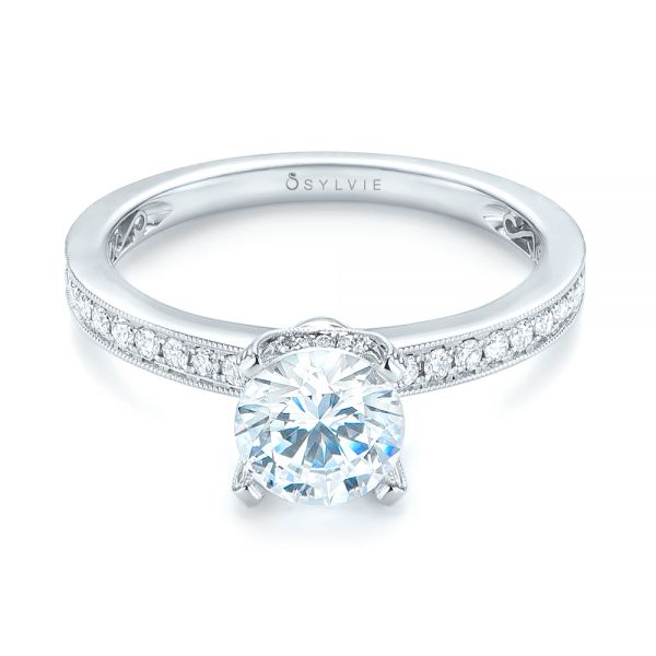 18k White Gold Diamond Engagement Ring - Flat View -  103832