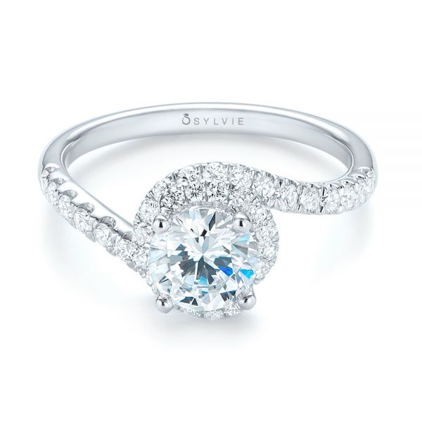 18k White Gold Diamond Engagement Ring - Flat View -  103833