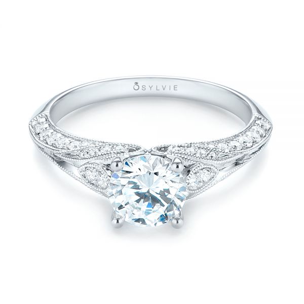 14k White Gold 14k White Gold Diamond Engagement Ring - Flat View -  103902