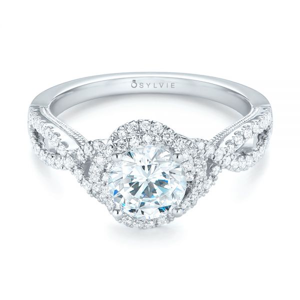 18k White Gold Diamond Engagement Ring - Flat View -  103903