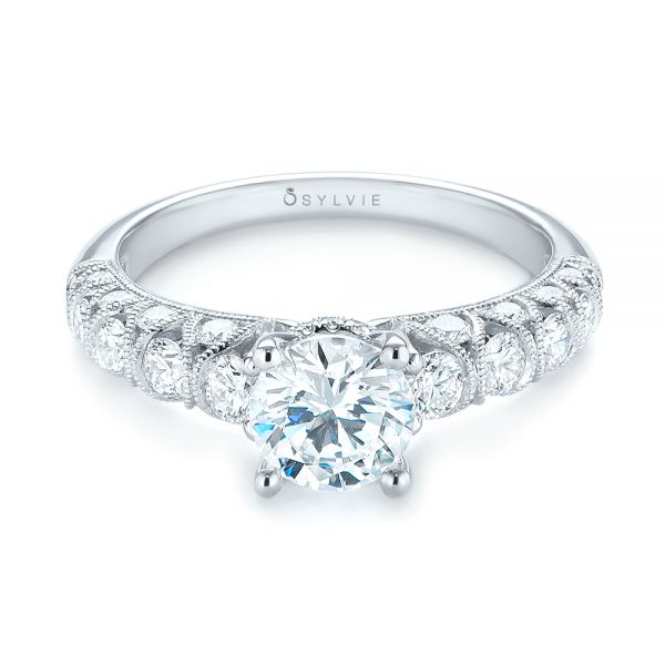 14k White Gold 14k White Gold Diamond Engagement Ring - Flat View -  103905
