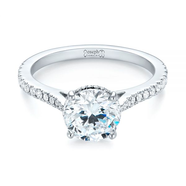 18k White Gold Diamond Engagement Ring - Flat View -  104177