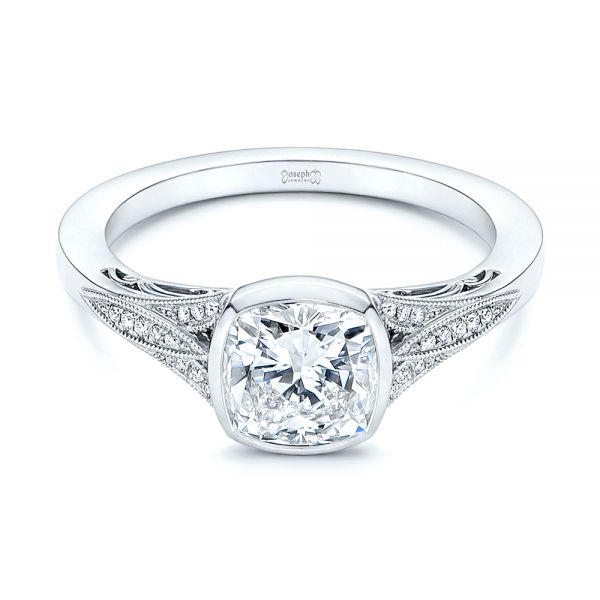 18k White Gold 18k White Gold Diamond Engagement Ring - Flat View -  106592