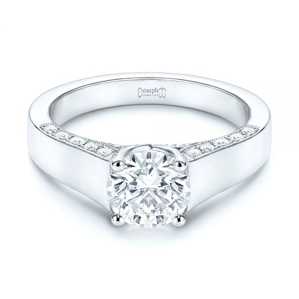 14k White Gold Diamond Engagement Ring - Flat View -  106664