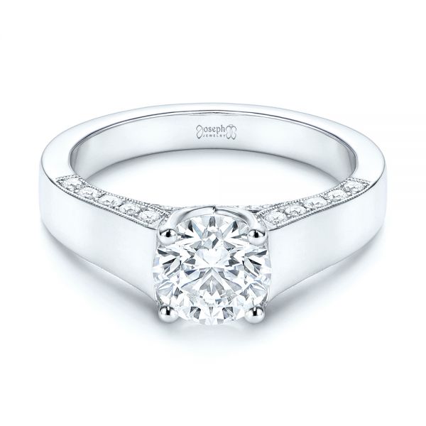 14k White Gold Diamond Engagement Ring - Flat View - 106664