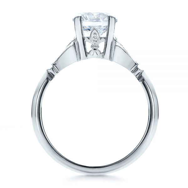 18k White Gold Diamond Engagement Ring - Front View -  100100