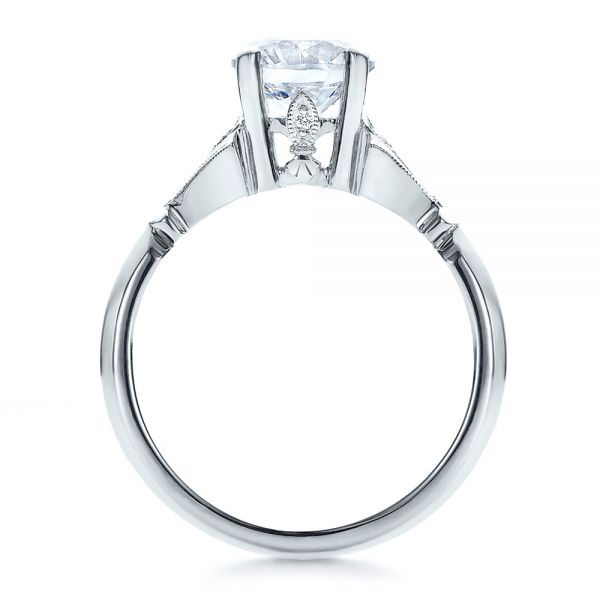 18k White Gold Diamond Engagement Ring - Front View - 100100