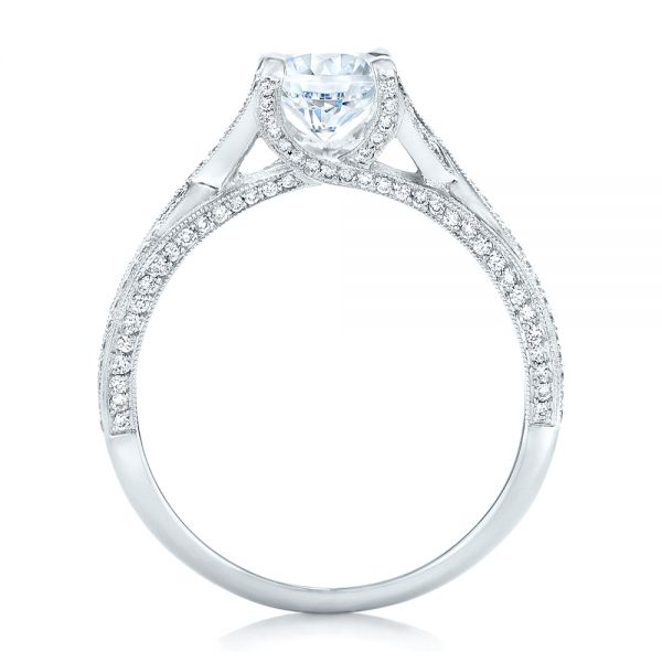 18k White Gold Diamond Engagement Ring - Front View -  100365