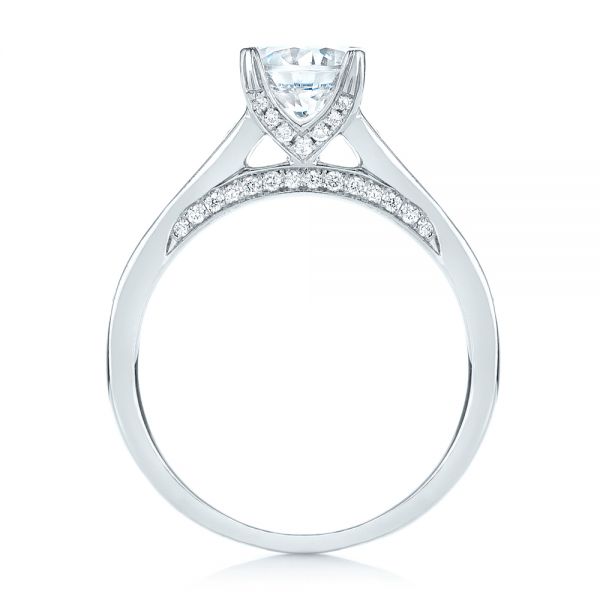 14k White Gold Diamond Engagement Ring - Front View -  103088