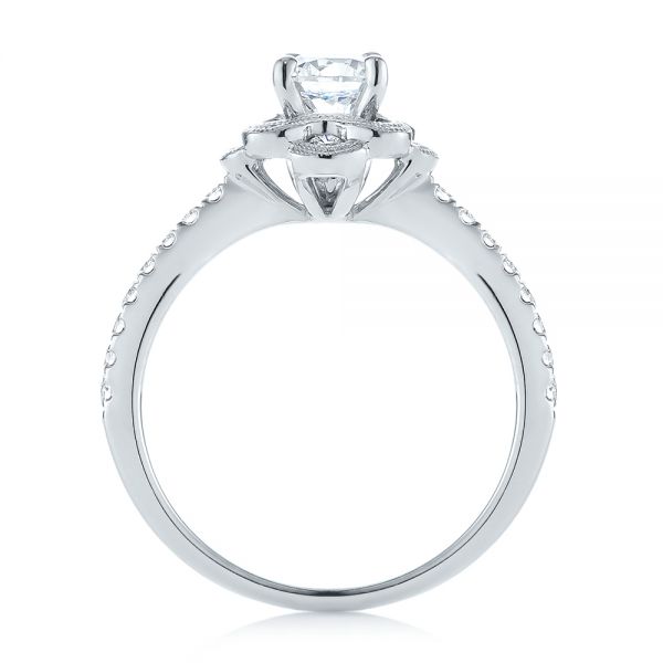 18k White Gold Diamond Engagement Ring - Front View -  103680