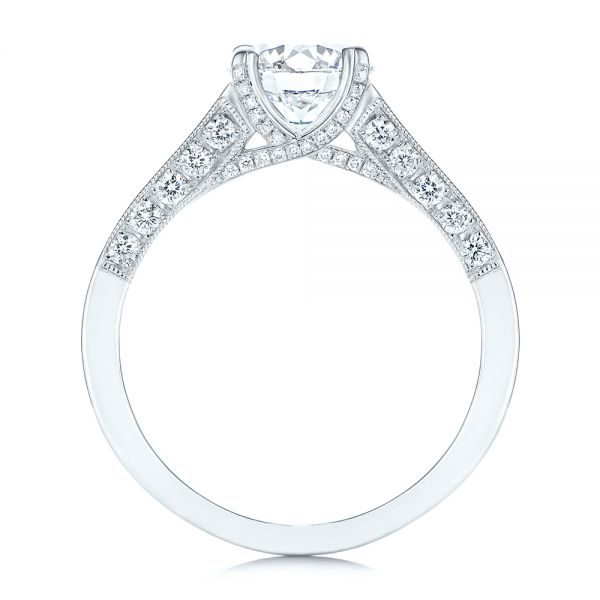 14k White Gold Diamond Engagement Ring - Front View -  106664