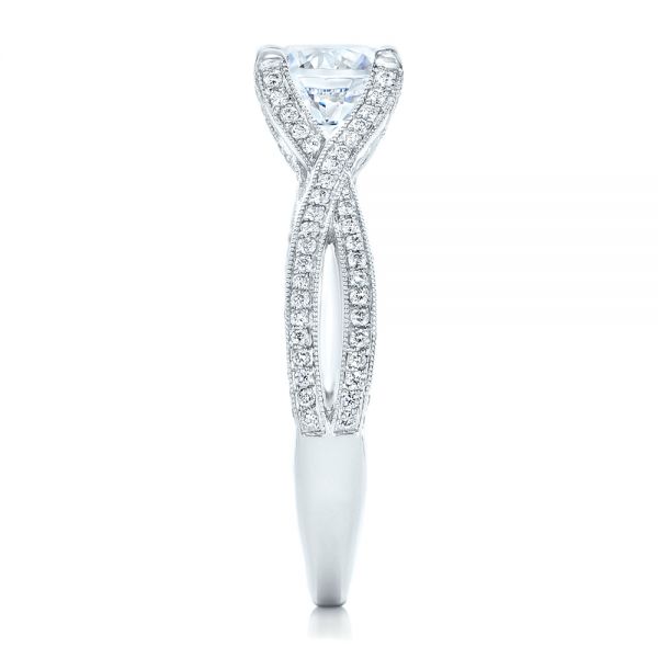 18k White Gold Diamond Engagement Ring - Side View -  100365