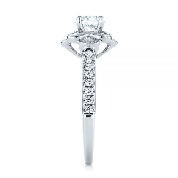 18k White Gold Diamond Engagement Ring - Side View -  103680
