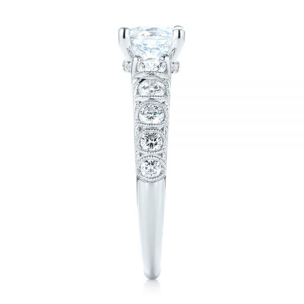 18k White Gold Diamond Engagement Ring - Side View -  103905