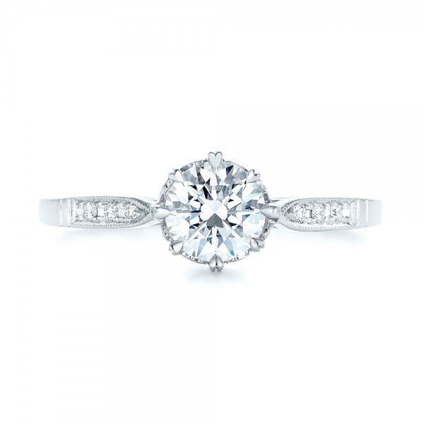 18k White Gold Diamond Engagement Ring - Top View -  102672