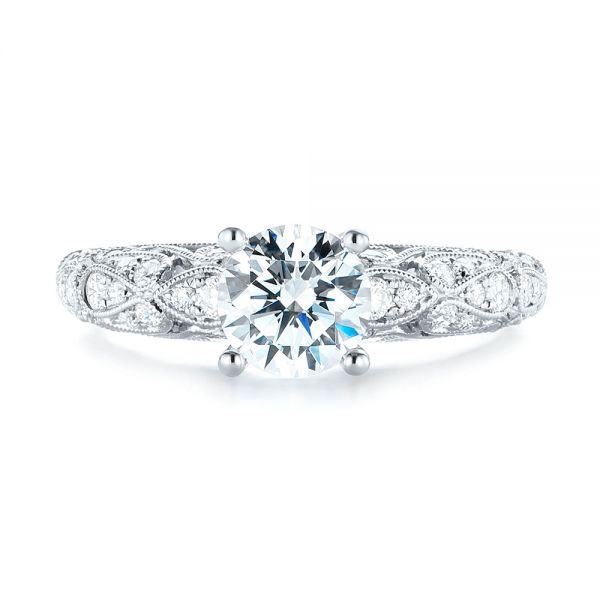 18k White Gold Diamond Engagement Ring - Top View -  103063