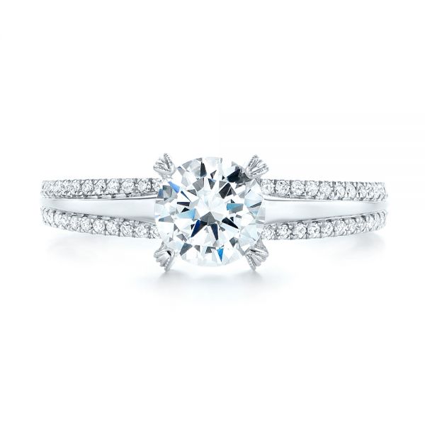 18k White Gold Diamond Engagement Ring - Top View -  103078