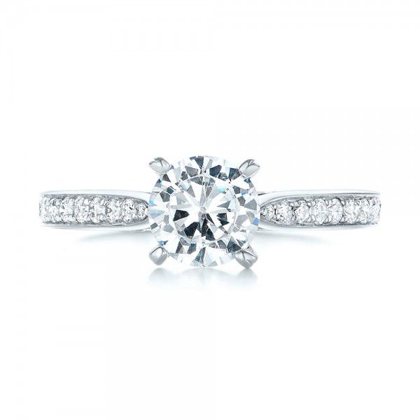 18k White Gold Diamond Engagement Ring - Top View -  103086