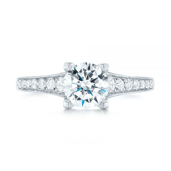 14k White Gold Diamond Engagement Ring - Top View -  103088