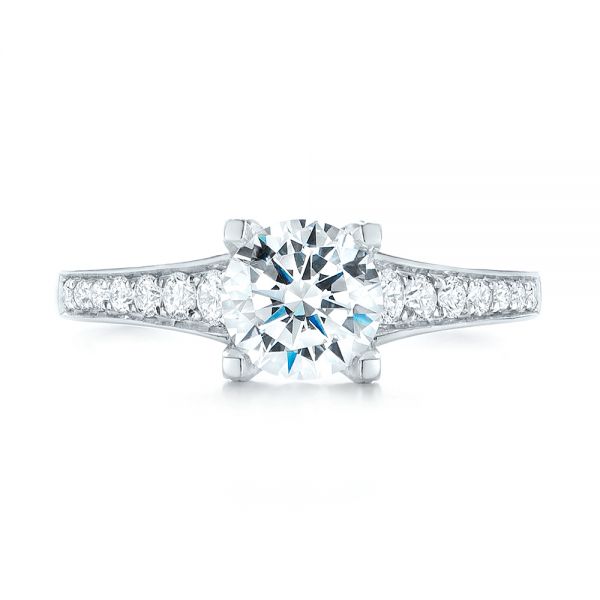 18k White Gold 18k White Gold Diamond Engagement Ring - Top View -  103088