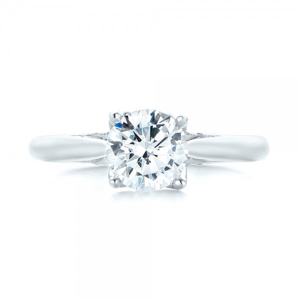 18k White Gold Diamond Engagement Ring - Top View -  103102