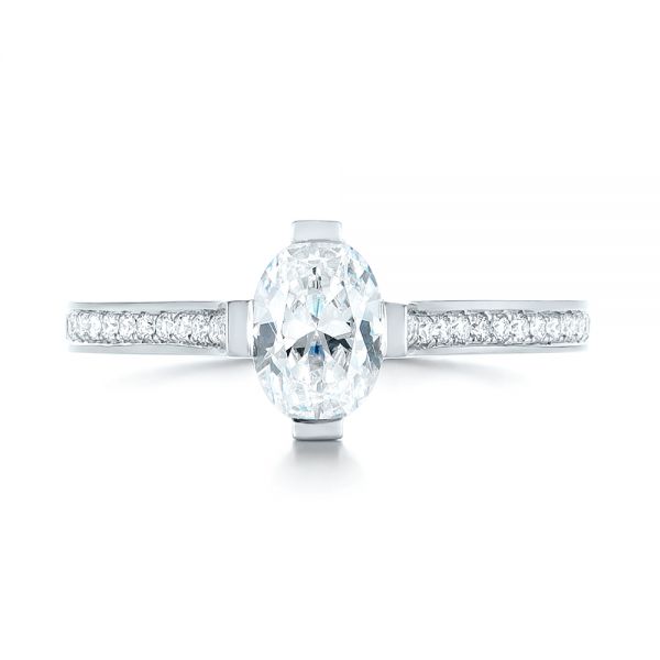 18k White Gold Diamond Engagement Ring - Top View -  103266