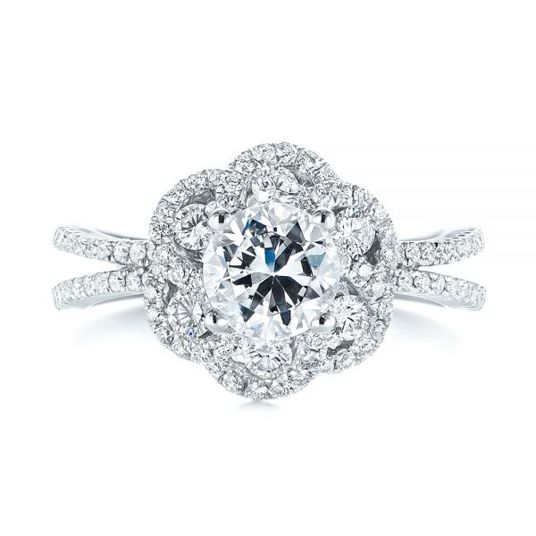 18k White Gold Diamond Engagement Ring - Top View -  103678