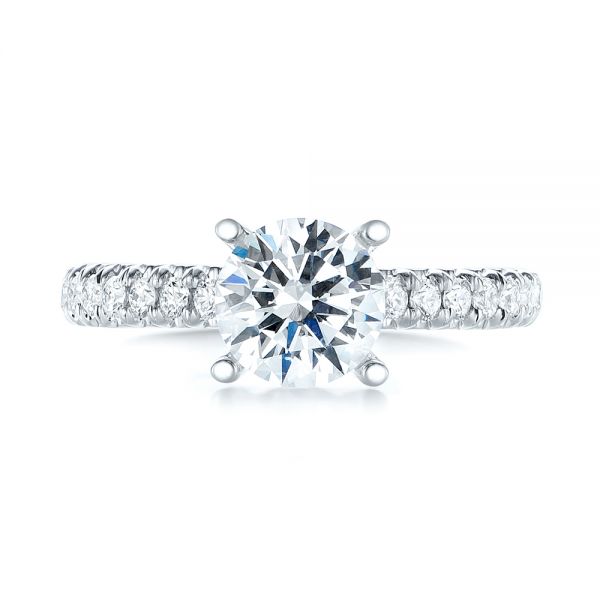 18k White Gold Diamond Engagement Ring - Top View -  103682