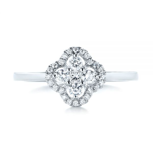 18k White Gold Diamond Engagement Ring - Top View -  103683