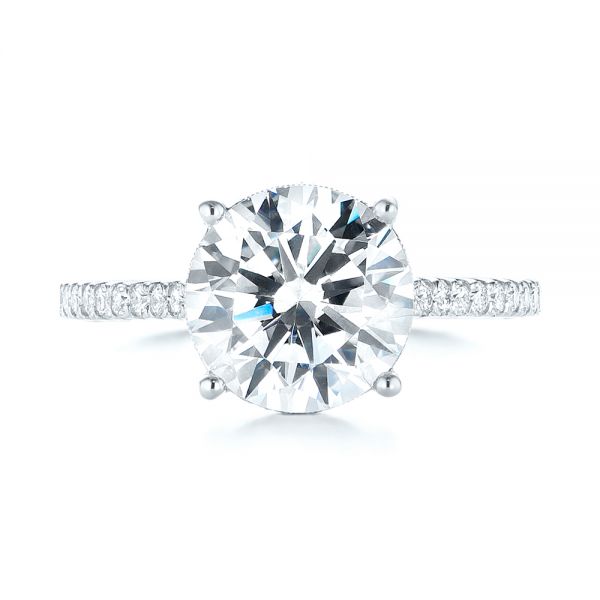 18k White Gold Diamond Engagement Ring - Top View -  103714