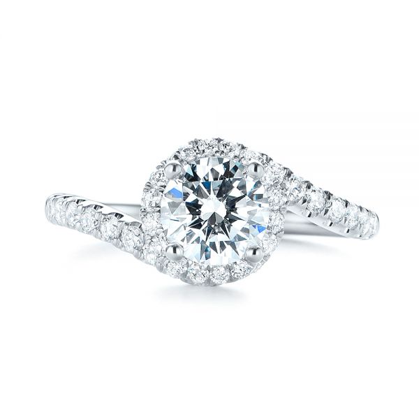 18k White Gold Diamond Engagement Ring - Top View -  103833