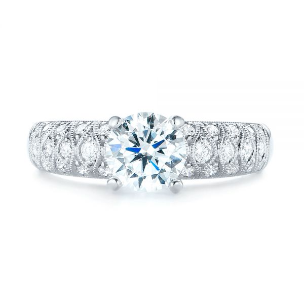 18k White Gold Diamond Engagement Ring - Top View -  103836
