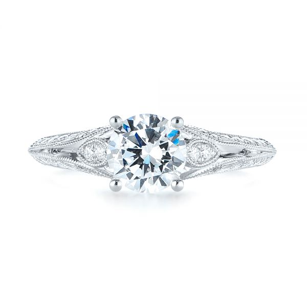 18k White Gold Diamond Engagement Ring - Top View -  103902